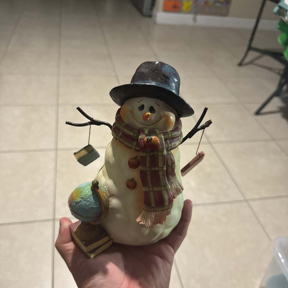 Teacher Snowman Figurine with Globe and ABC Chalkboard Christmas Decor - Picture 10 of 10